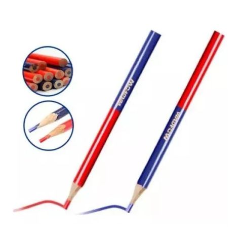 Set De 12 Lápiz Carpintero Bicolor Azul/rojo Wadfow Wmq2512-0