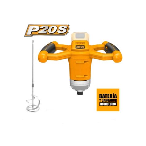 Mezclador Industrial Inalámbrico Ingco 20v + Paleta Mxli2001-4