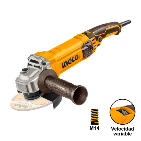 Amoladora Esmeril 1100w Vel Variable 125mm Ingco Ag1100385-0