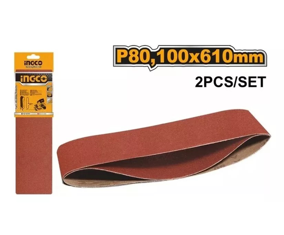 Set 2 Lijas De Banda 610x100mm /4x24 Ingco Grano80 Bsp020801-3