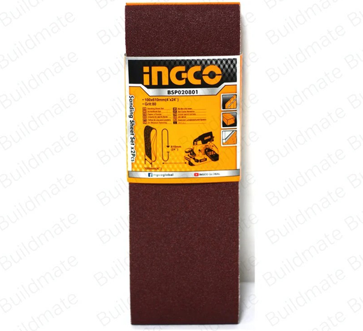 Set 2 Lijas De Banda 610x100mm /4x24 Ingco Grano80 Bsp020801-4
