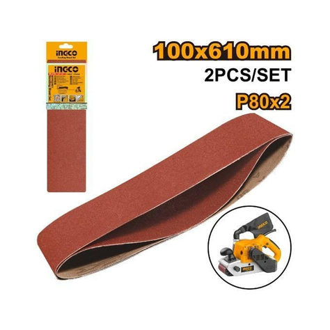 Set 2 Lijas De Banda 610x100mm /4x24 Ingco Grano80 Bsp020801-5