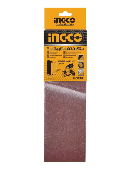 Set 2 Lijas De Banda 610x100mm /4x24 Ingco Grano80 Bsp020801-6