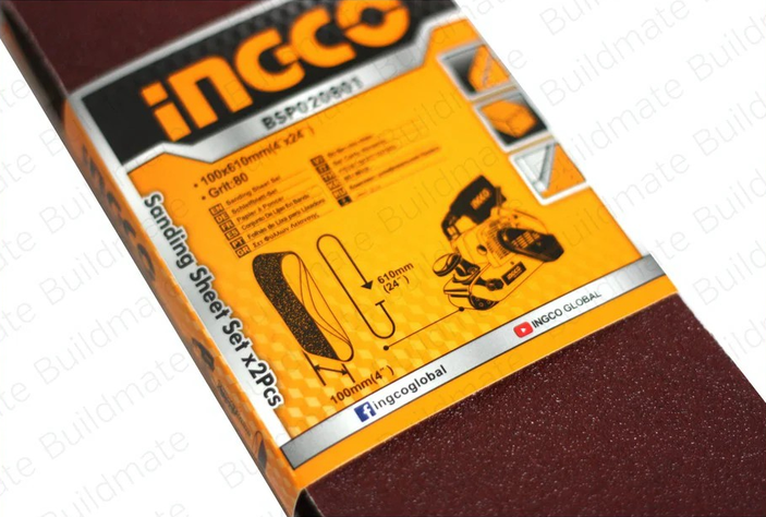 Set 2 Lijas De Banda 610x100mm /4x24 Ingco Grano80 Bsp020801-7