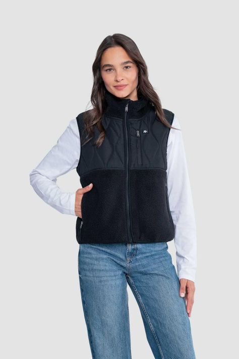 Chaqueta Sin Mangas Vest Mujer Solid - Negro-0