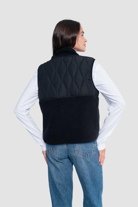Chaqueta Sin Mangas Vest Mujer Solid - Negro-1