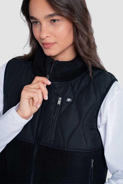 Chaqueta Sin Mangas Vest Mujer Solid - Negro-2