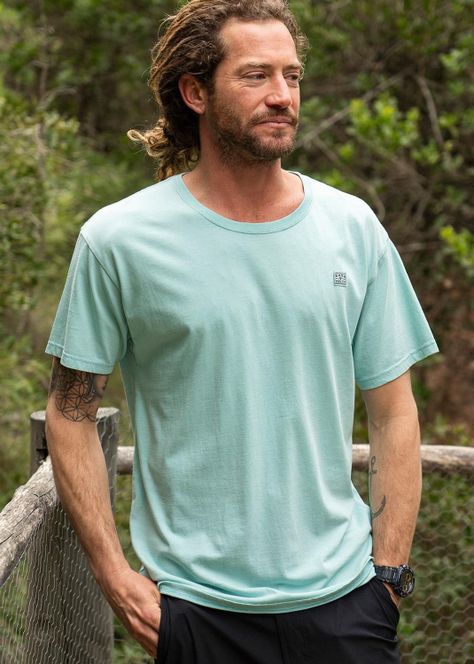 Polera Hombre Orgánica Daily Turquoise-4