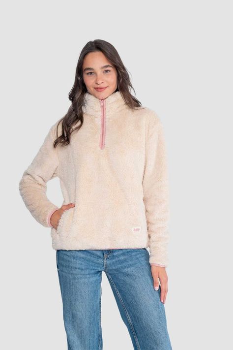 Polerón Chiporro Mujer Shaggy Solid Bone-0