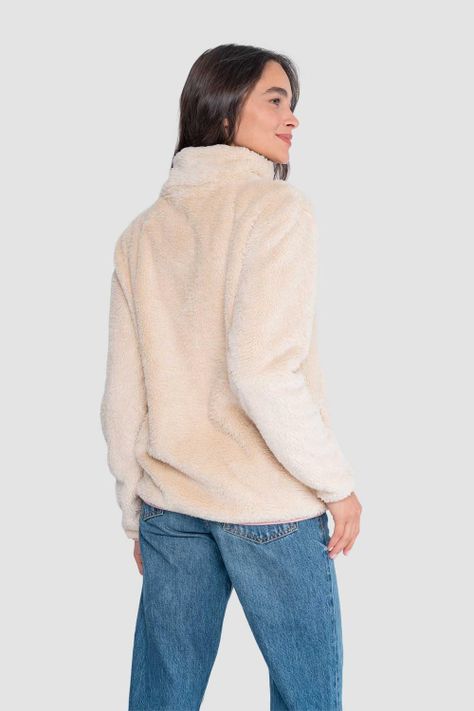 Polerón Chiporro Mujer Shaggy Solid Bone-1