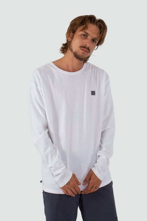 Polera Hombre Manga Larga Daily Blanca-0