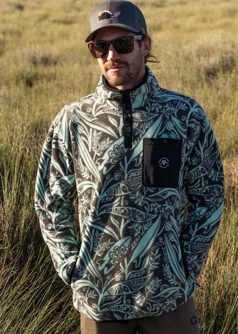 Polar Hombre Half Zip Leaf Pool Teal-4