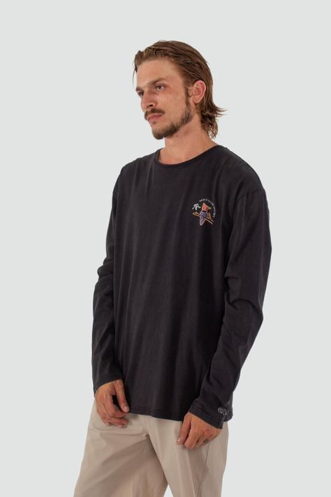 Polera Hombre Manga Larga Puesco Negra-0