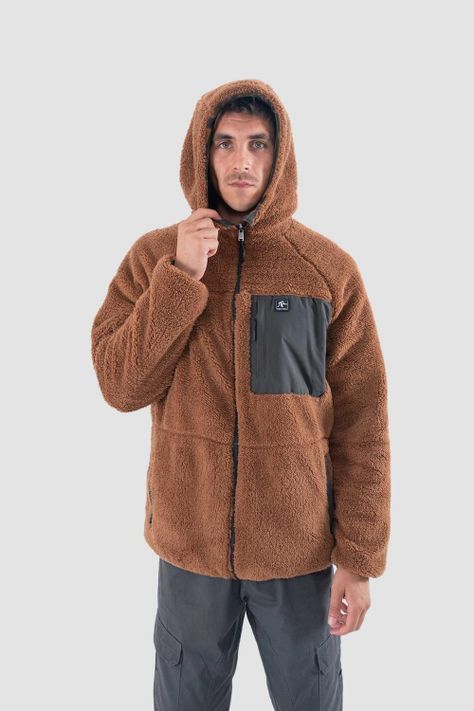 Polerón Chiporro Hombre Shaggy Grizzly Reversible Camel-3