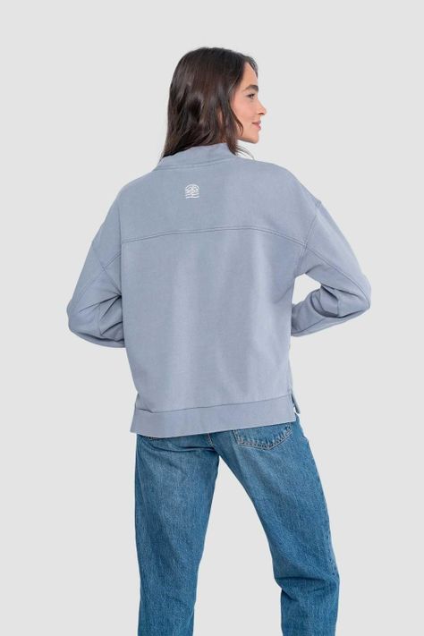 Polerón Mock Neck Mujer - Denim-1