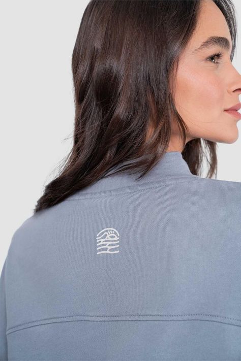 Polerón Mock Neck Mujer - Denim-2