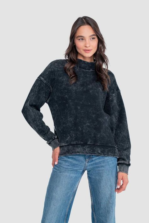 Polerón Mock Neck Mujer - Negro-0