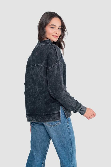 Polerón Mock Neck Mujer - Negro-1