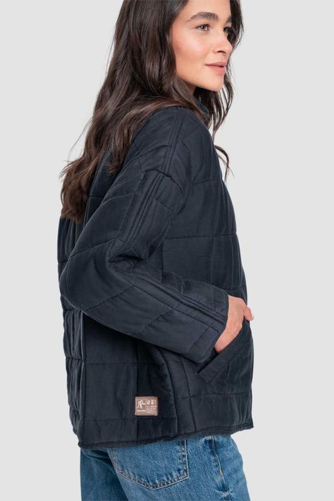 Chaqueta Mujer Quilted 100% Lyocell Negra-3