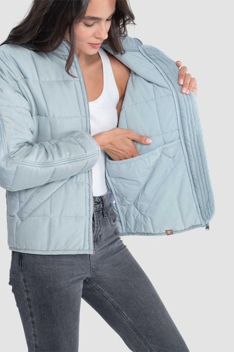 Chaqueta Mujer Quilted 100% Lyocell Aqua-3