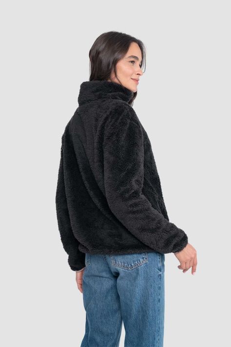 Polerón Chiporro Mujer Shaggy Solid Negro-1