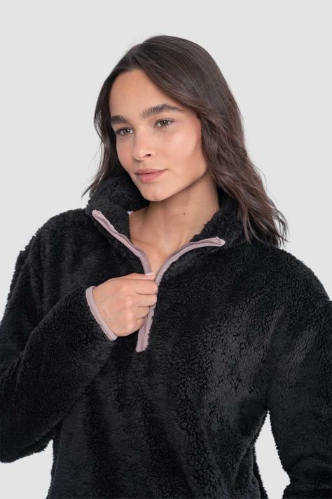 Polerón Chiporro Mujer Shaggy Solid Negro-2