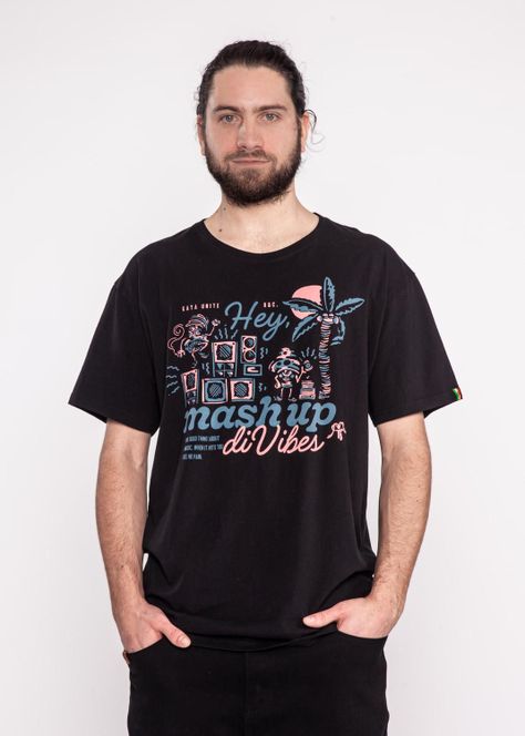Polera Hombre Vibes Black Peach-0
