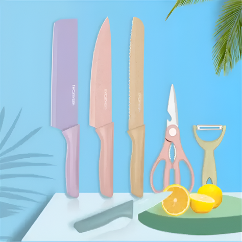 Juego de Cuchillos Antiadherente Cocina Acero Inoxidable Lau-7