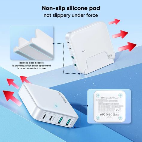 Cargador USB C Estación Carga USB 4 Puertos Portatil Rondon -4