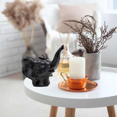 Maceta Cerámica Elefante Negro Decoración Jhn-4