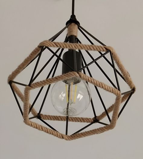 Lámpara Colgante Vintage Metal Industrial Cuerda Cáñamo Jhn-9