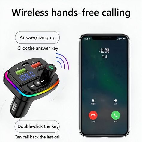 Transmisor Manos Libres Bluetooth Carro M13 Audio USB Lau-5
