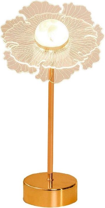 Lampara Mesa Noche Acrilica Decorativa Flores Dormitorio Lau-0