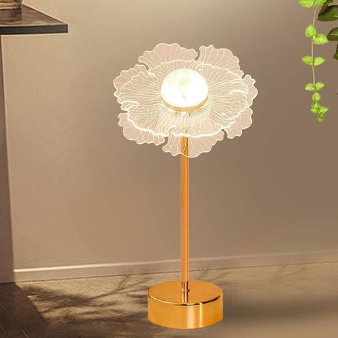 Lampara Mesa Noche Acrilica Decorativa Flores Dormitorio Lau-1