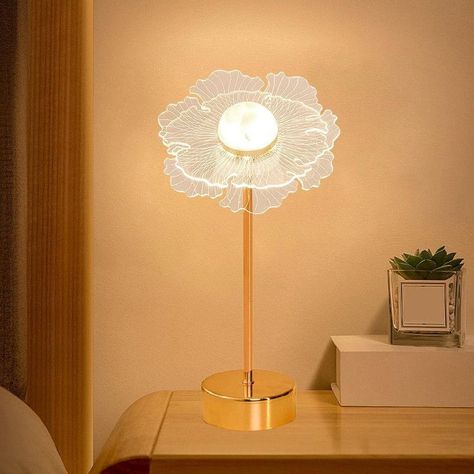 Lampara Mesa Noche Acrilica Decorativa Flores Dormitorio Lau-2