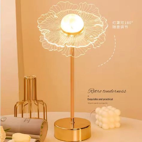 Lampara Mesa Noche Acrilica Decorativa Flores Dormitorio Lau-4