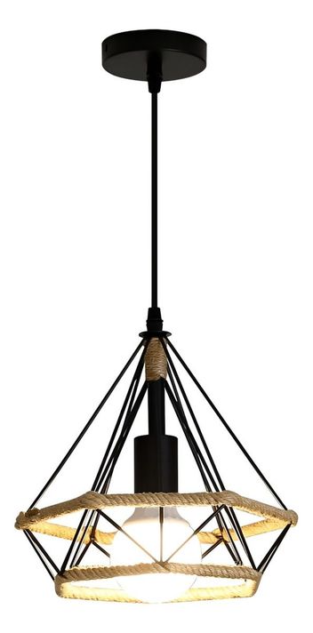Lámpara Techo Colgante Diamante Cañamo Cuerda Metal Jhn-0