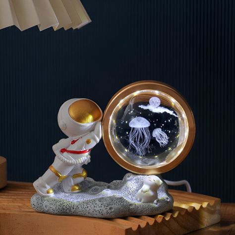 Lampara Astronauta Bola Cristal 3d Hogar Dormitorio Lau-2