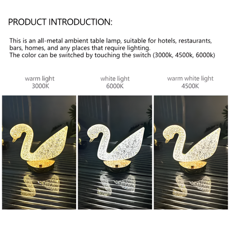 Lampara Iluminacion Cristal Flamingo USB Moderna Lau-6