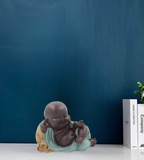 Set 2 Estatua Buda Sonriente Monje Adorno Decoración Jhn-4