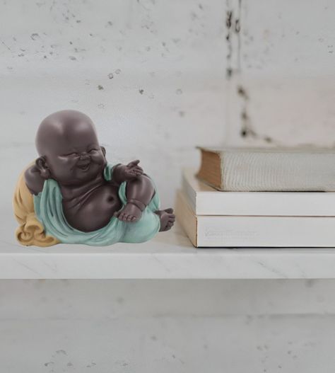 Set 2 Estatua Buda Sonriente Monje Adorno Decoración Jhn-6