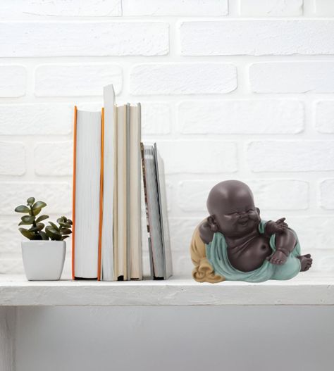Set 2 Estatua Buda Sonriente Monje Adorno Decoración Jhn-7