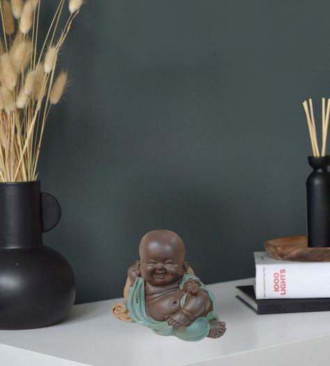 Set 2 Estatua Buda Sonriente Monje Adorno Decoración Jhn-8