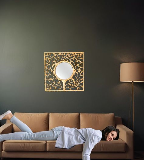 Espejo Pared Duradero Moderno Decoración Árbol Dorado Jhn-4