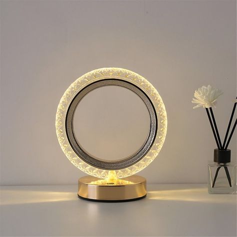Lampara Cristal Circular Mesa Oficina Dormitorio Baño Lau-2