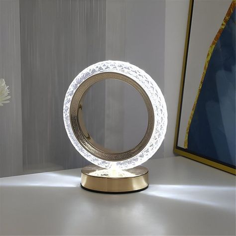 Lampara Cristal Circular Mesa Oficina Dormitorio Baño Lau-3