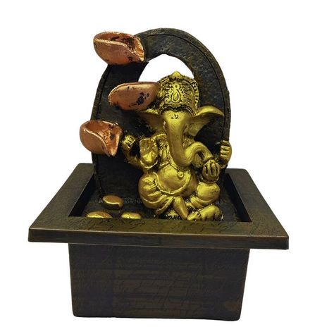 Estatua Fuente Ganesha Elefante Resina Sala Decoración Lau-1