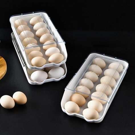 Cesta Huevos Rodante Transparente Apilable Cocina Rondon-1