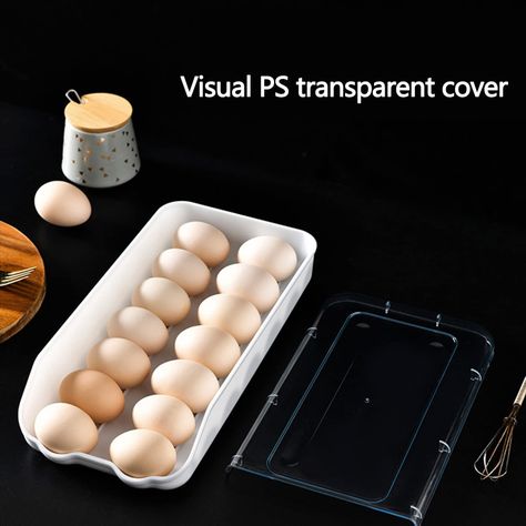 Cesta Huevos Rodante Transparente Apilable Cocina Rondon-3