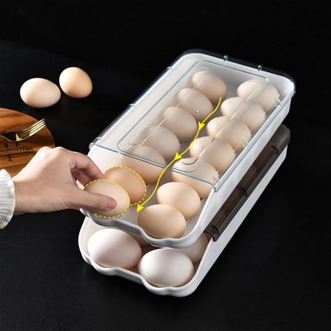 Cesta Huevos Rodante Transparente Apilable Cocina Rondon-4